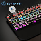 MageGee Typewriter Mechanical Gaming Keyboard, Retro Black Punk Round Keycaps - Image 5