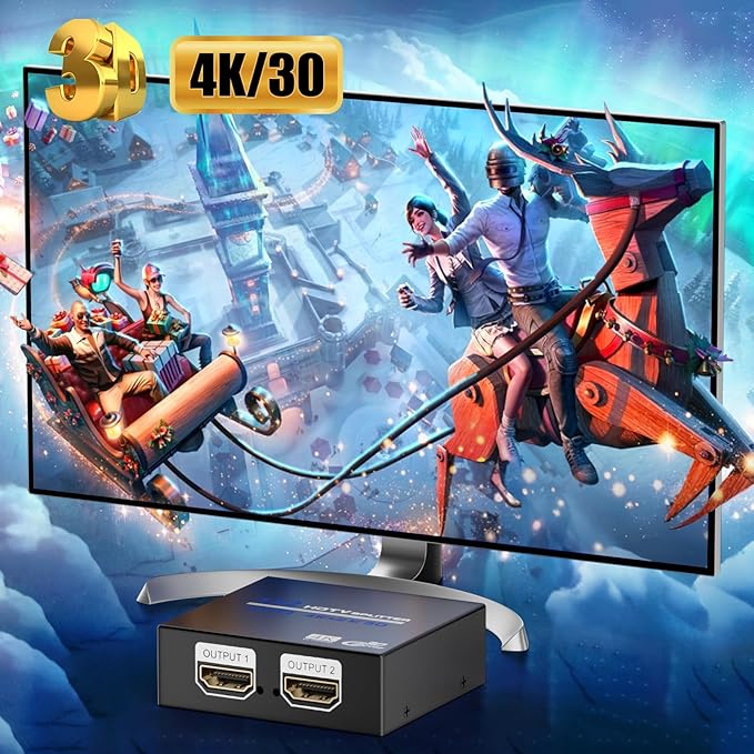 HDMI Splitter 1 in 2 Out 4K, 1x2 Powered HDMI Multi-Port Adapter - Image 2