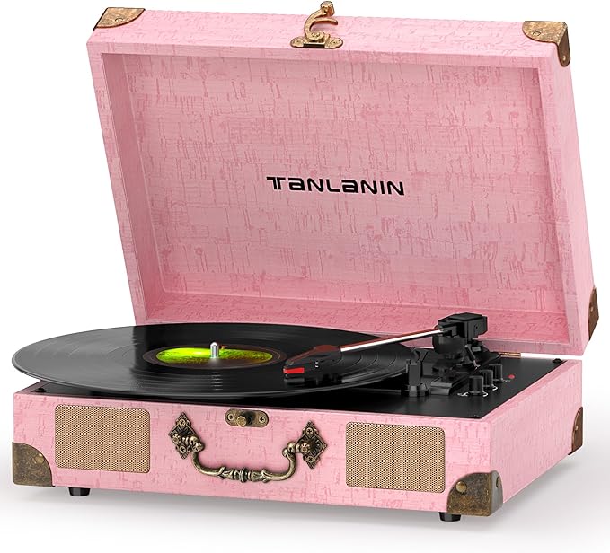 Vinyl Record Player with Bluetooth Output & Input, Treble & Bass Control by TANLANIN