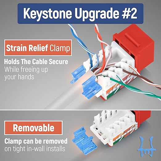 Everest 45° Angled RJ45 Cat5e Keystone Jacks 50-Pack in Orange - Image 4