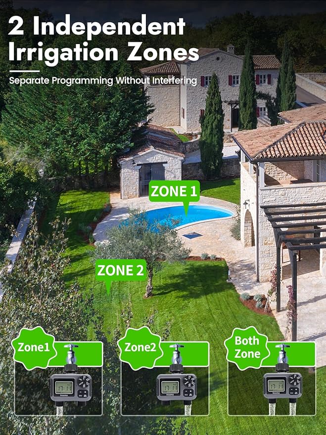 Insoma 2-Zone Sprinkler Timer, Programmable Garden Hose Timer - Image 2