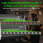 12 Channel Audio Mixer Professional Sound Mixing Board - Image 4