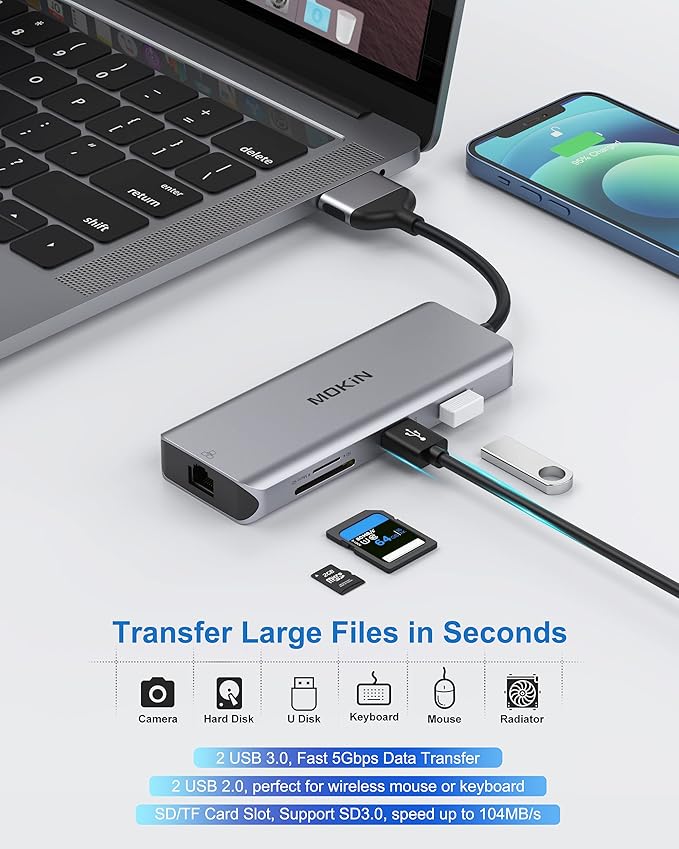 MacBook Pro Docking Station Dual Monitor MacBook Pro HDMI Adapter, 9 in 1 USB C - Image 8