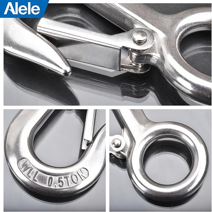 Alele 4Pack 0.5T Crane Scale Grab Hooks, Slip Hooks, Stainless Steel Lifting - Image 5