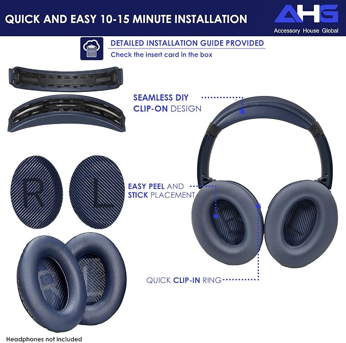 AHG QC35 earpads / QC35 ii Headband pad Cushion kit. Compatible w/Bose - Image 8