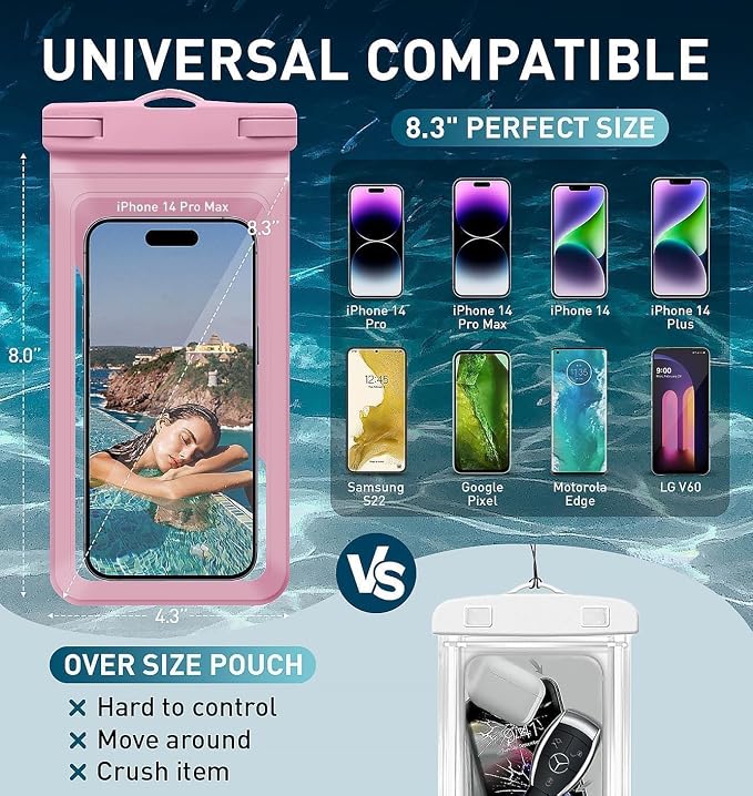 Waterproof Phone Pouch, with Inside Card Bag, Large Waterproof Case - Image 2