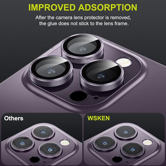 WSKEN for iPhone 14 Pro/iPhone 14 Pro Max Camera Lens Protector, HD Tempered - Image 5