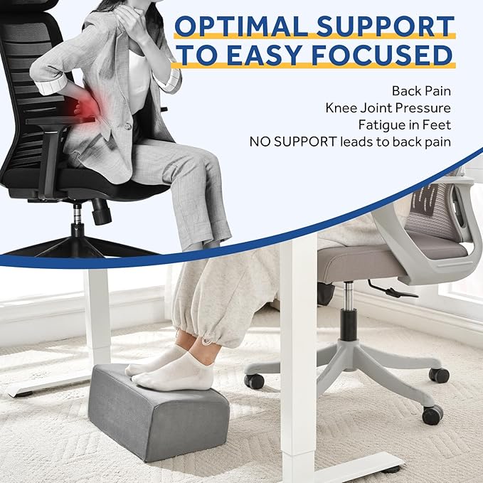 Foot Rest for Under Desk at Work, Adjustable Footrest for Office Chair & Gaming - Image 3