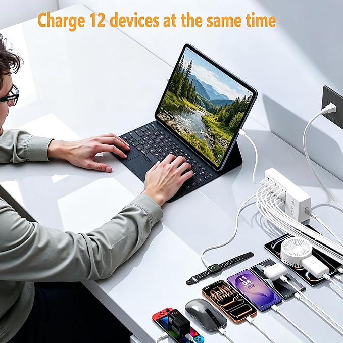 USB Charging Station 50w10A 12 Ports Multiple Charging Block, USB C Strip - Image 4