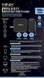 MINIX NEO P3 100W Turbo 4-Port GaN Wall Charger, 3 x USB C port Fast Charging - Image 8