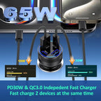 65W USB C Car Charger, 5 Pack 4-Port PD Super Fast Charging Type C Car Charger - Image 3