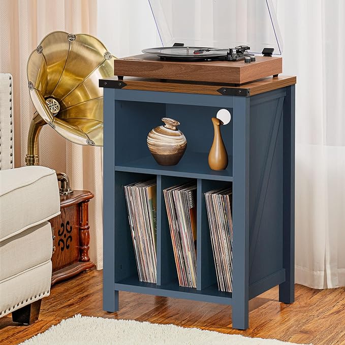 Record Player Stand with Vinyl Record Storage, Large Wood Turntable Stand - Image 4