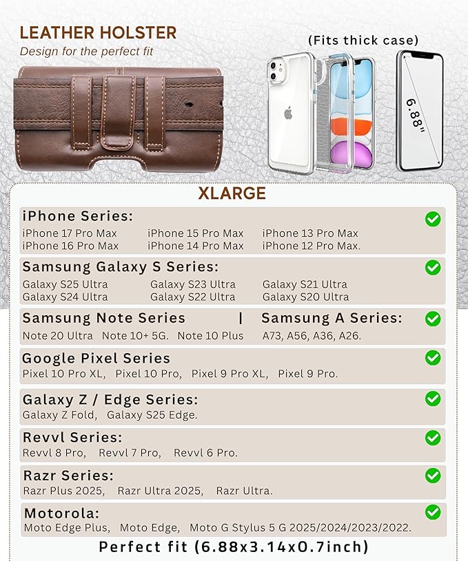 Phone Holster for Men & Women, Horizontal Cell Phone Case, Fits iPhone - Image 5