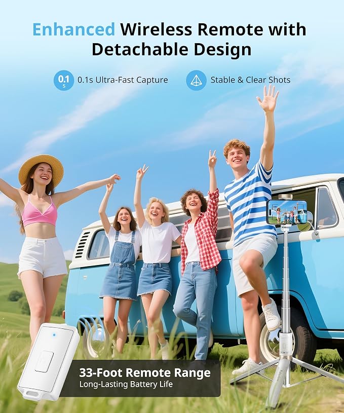 72'' Selfie Stick for iPhone, Tripod Wireless Remote for Selfies, Group - Image 3