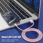 3-Pack Pink USB A to USB C Cable，USB to USB C Car Carplay Cable - Image 4