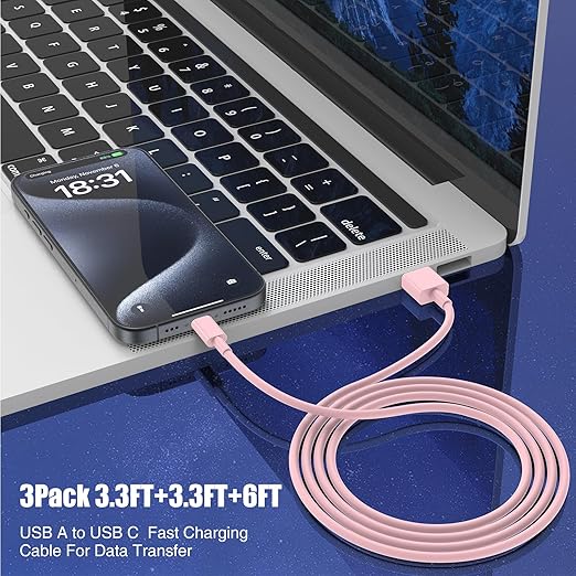 3-Pack Pink USB A to USB C Cable，USB to USB C Car Carplay Cable - Image 4