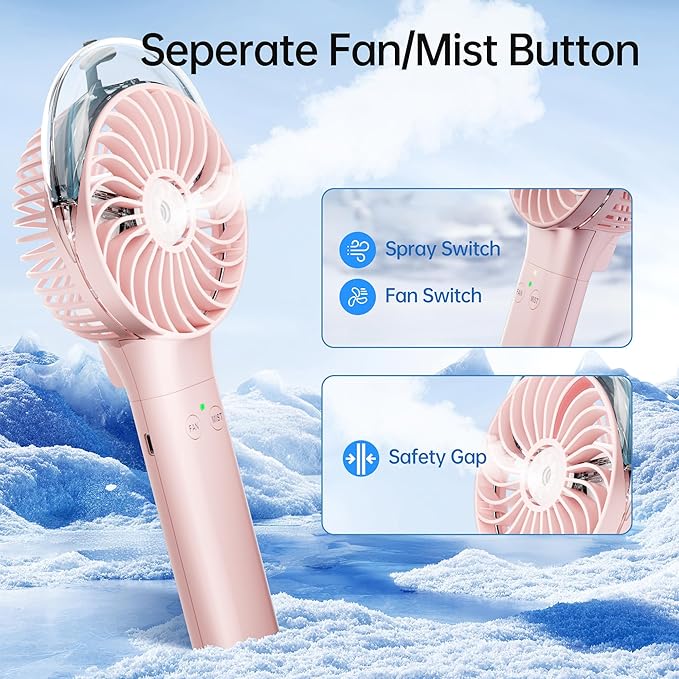 PANERGY Handheld Misting Fan – Rechargeable Battery Operated, Handheld Personal - Image 4