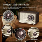 YOWGULF AM FM Radio Classic Retro Wood Table Radio Bluetooth Speakers Radios - Image 3