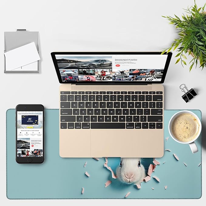 Gaming Desk Pad Large Extra Length Bunny Peeking Out of A Hole Mouse Pad - Image 4