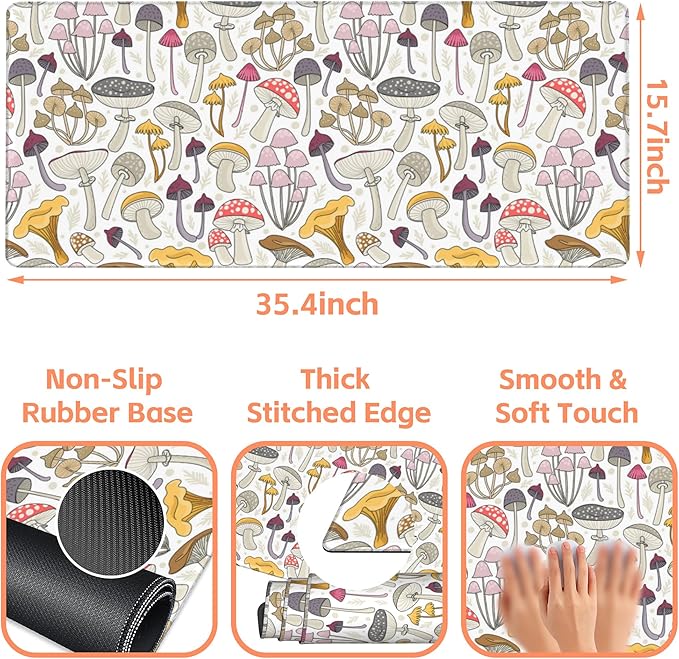 Mouse Pad Large Colorful Mushrooms Non-Slip Gaming Desk Mat - Image 3