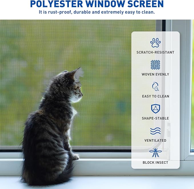 MAGZO Pet Proof Window Screen Replacement Mesh Roll, 37.4in × 16.4ft Upgraded - Image 7