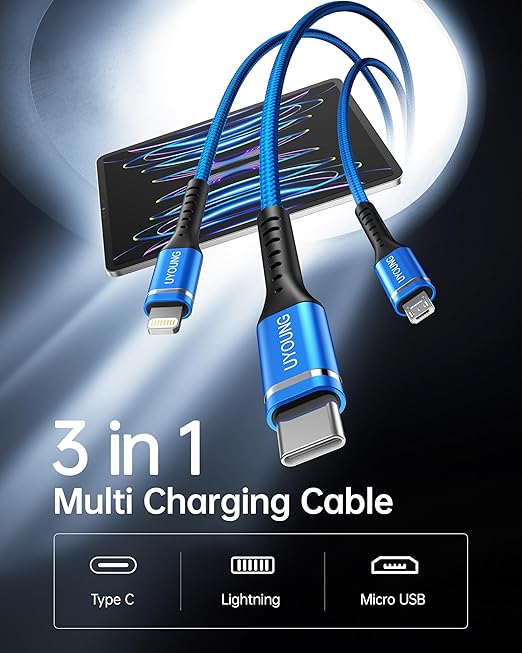 Multi Charging Cable 2Pack 4FT, 3 in 1 Charger Cable Braided Universal Phone - Image 2