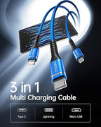 Multi Charging Cable 2Pack 4FT, 3 in 1 Charger Cable Braided Universal Phone - Image 2