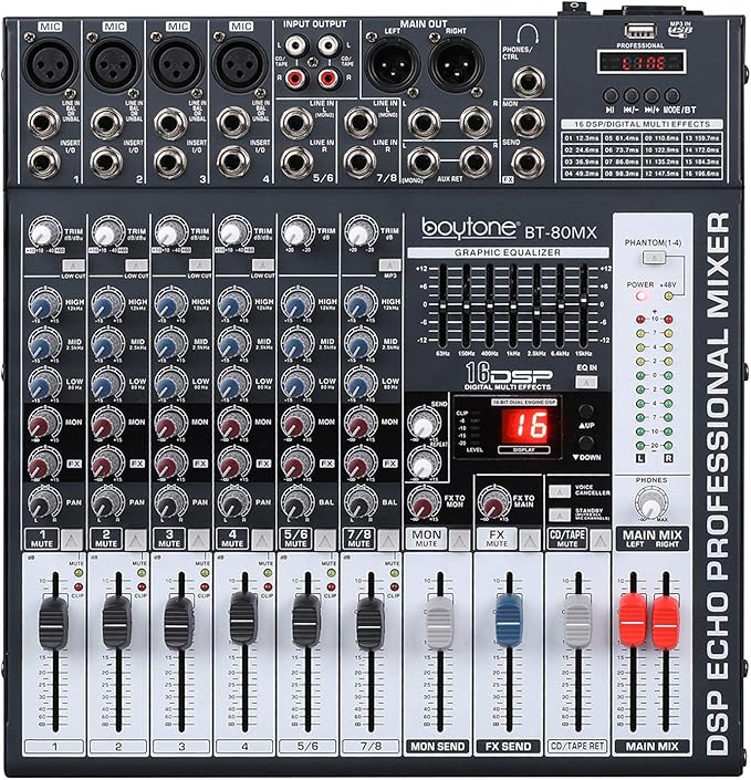 Boytone Dj Mixers 8 Channel Audio Mixer Sound Board - Image 2