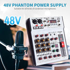 6 Channel Audio Mixer Professional Sound Board Console w/99 DSP Effects 48V - Image 3