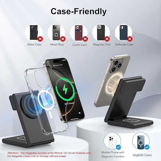 3-in-1 Wireless Charging Station, Standard 20W Fast Magnetic Foldable Magsafe - Image 5