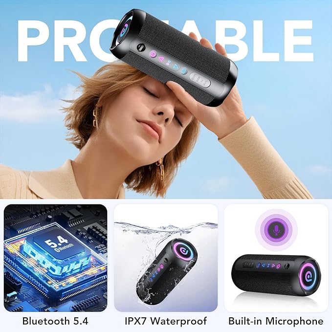 Portable Bluetooth Speaker, 30W Dual Speaker, 2.0 Channel, Deep Bass, 30H - Image 4