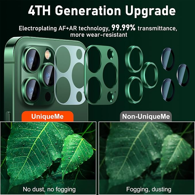 UniqueMe for iPhone 13 Pro/iPhone 13 Pro Max Camera Lens Protector, Metal Ring - Image 2
