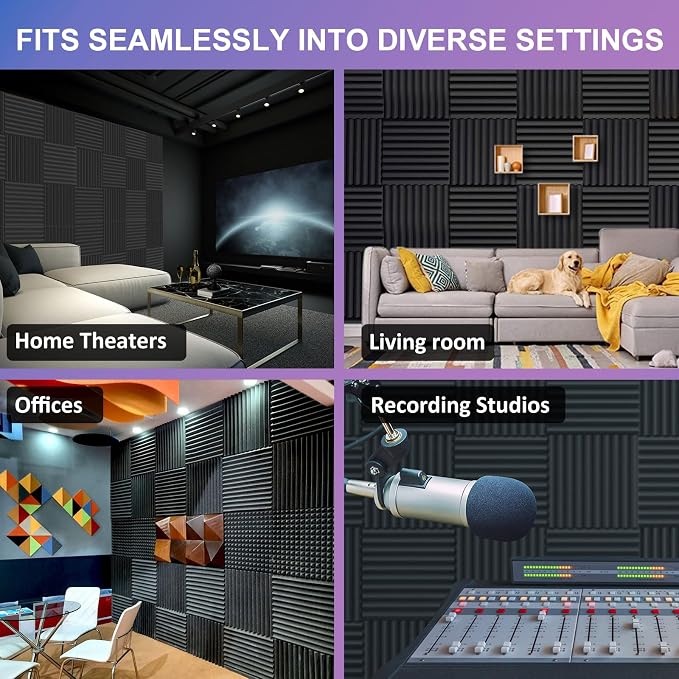 JBER 12 Pack Acoustic Foam Panels, High Desnsity Studio Soundproofing Wedges - Image 7