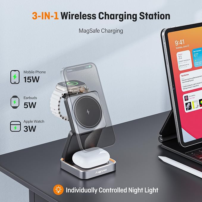 【2025 Upgraded】Wireless Charger 3 in 1, Foldable Wireless Charging Station - Image 3