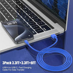3-Pack Blue USB A to USB C Cable, Compatible - Image 4