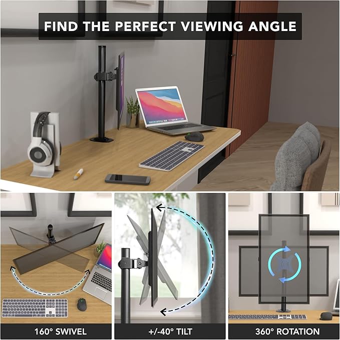 Mount-It! Single Monitor Desk Mount – Computer Screen Stand - Image 4