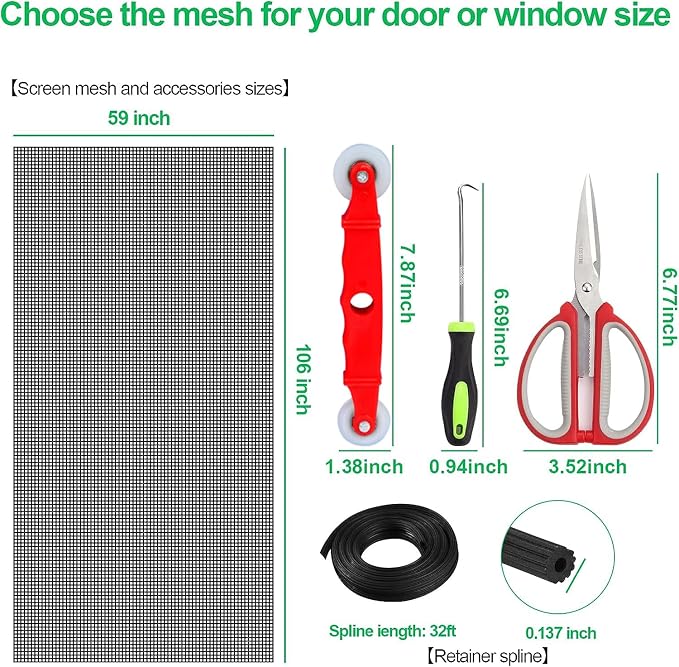 QWR Pet Proof Window Screens and Screen Door Replacement Kit, Patio and Windows. - Image 3