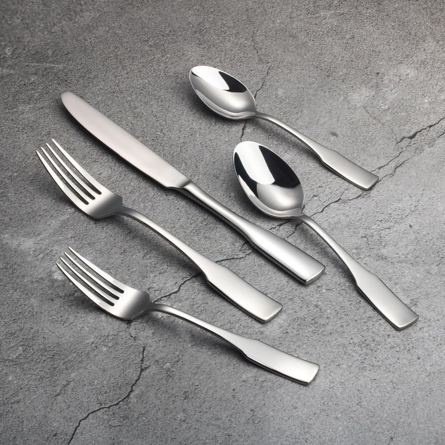 Alata Kate 40-Piece Silverware Set,Service for 8,Stainless Steel Flatware Set,Mirror Polished Cutlery Set,Dishwasher Safe