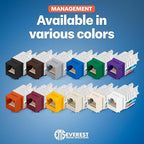Everest 45° Angled RJ45 Cat6 Keystone Jacks 50-Pack in Yellow - Image 9