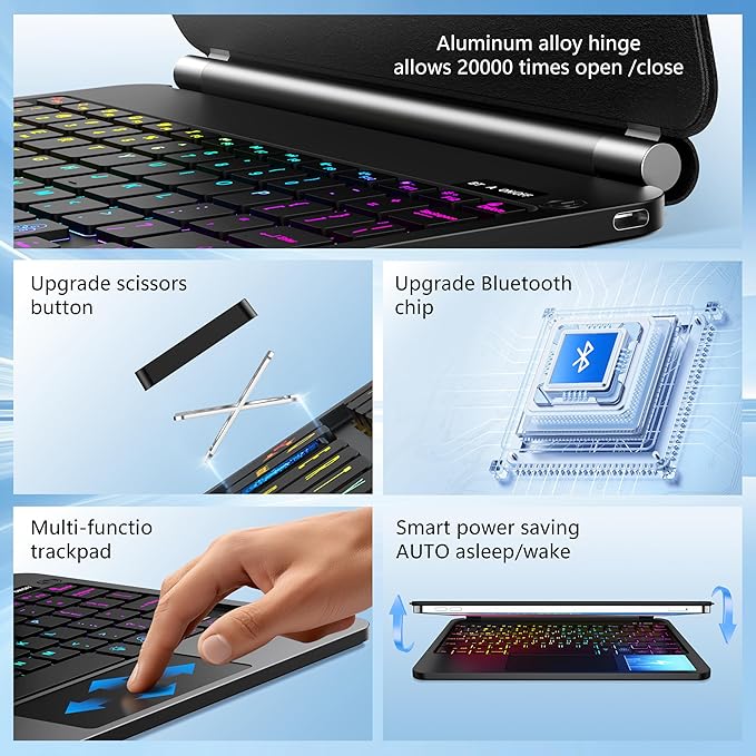 Keyboard Case for iPad Air 13 inch, iPad Pro 12.9 inch, Easy-Set Floating - Image 4