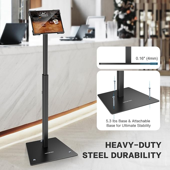 AboveTEK Security iPad Kiosk Floor Stand, Anti-Theft POS Tablet Stands - Image 8