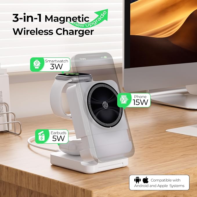 【2025 Upgraded】 Wireless Charger 3 in 1, Foldable Wireless Charging Station - Image 2