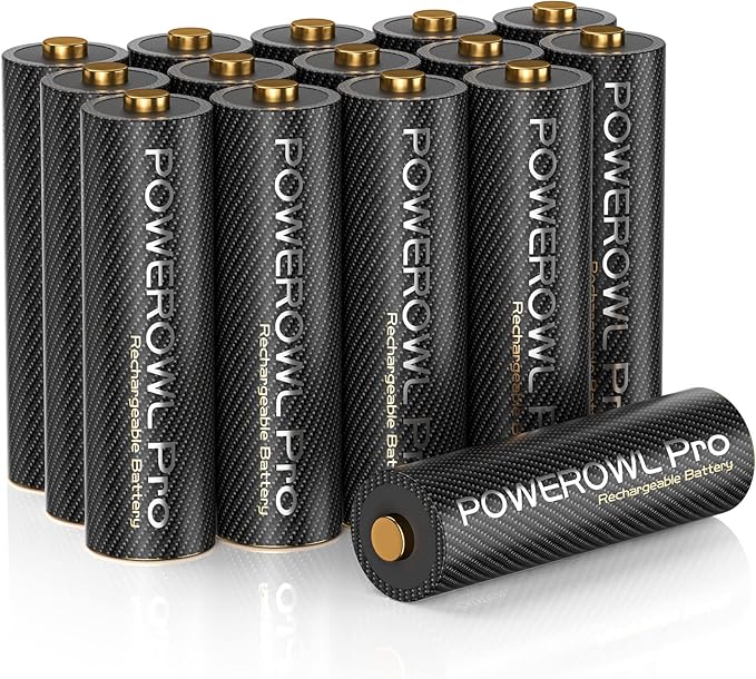 POWEROWL Goldtop Rechargeable AA Batteries PRO, High Capacity 2800mAh, Premium by POWEROWL