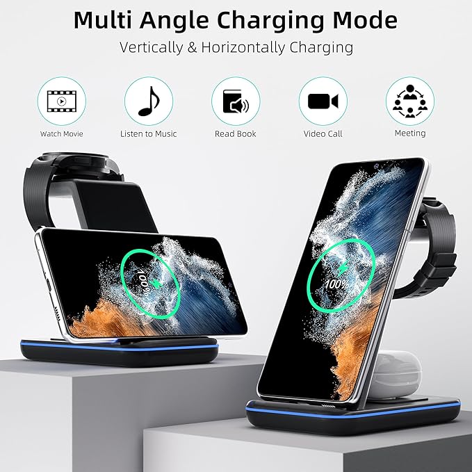 Wireless Charger for Samsung, 3 in 1 Fast Charging Station for Samsung Galaxy - Image 6