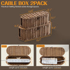 FairyHaus Cable Management Box 2Pack Brown, Handwoven Large and Small Cable - Image 3