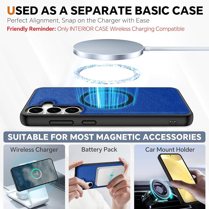 TUCCH Case Wallet for Galaxy S25, Removable Wrist Strap PU Leather Magnetic - Image 4