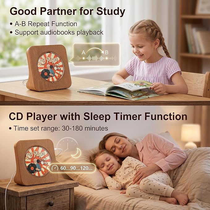 Gueray CD Player Portable Bluetooth Desktop CD Player - Image 5