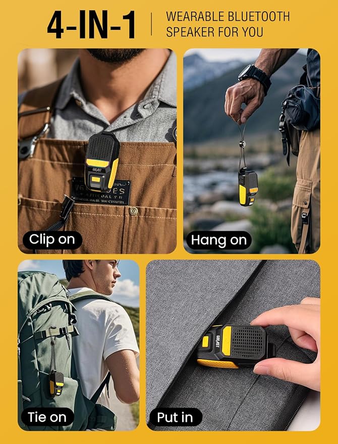 GBEAST Wearable Bluetooth Speaker, Clip-On Mini Portable Speakers All Day - Image 7