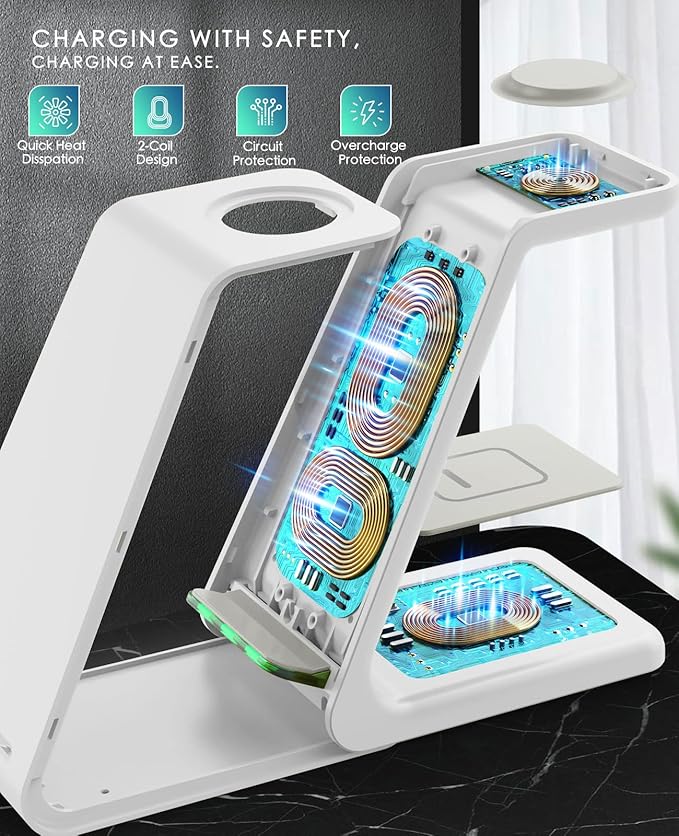 3 in 1 Wireless Charging Station, 2025 Upgraded Fast Desk Charger Station - Image 5