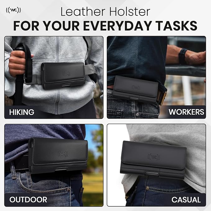 Leather Phone Holster for Men & Women, Horizontal Cell Phone Case - Image 7